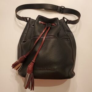 Adrienne Vittadini Black and Maroon Shoulder Bag